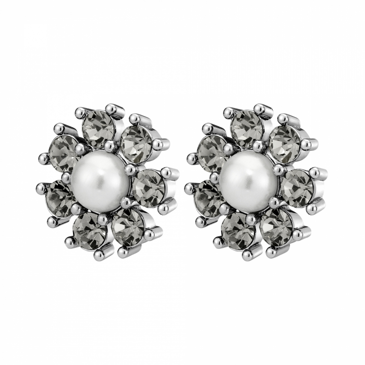 AUDE SS GREY/WHITE PEARL Earrings Silver in the group Earrings / Pearl Earrings at SCANDINAVIAN JEWELRY DESIGN (450100)