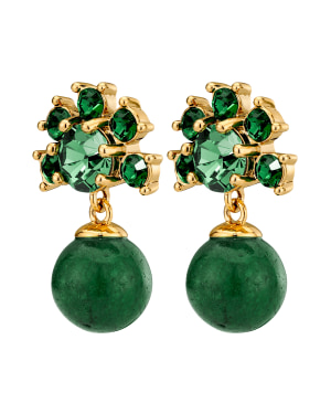 VERONICA SG EMERALD GREEN Earrings Gold in the group Earrings / Gold Earrings at SCANDINAVIAN JEWELRY DESIGN (450110)
