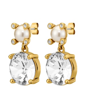 NICOLA SG CRYSTAL /WHITE PEARL Earrings Gold in the group Earrings / Pearl Earrings at SCANDINAVIAN JEWELRY DESIGN (450151)