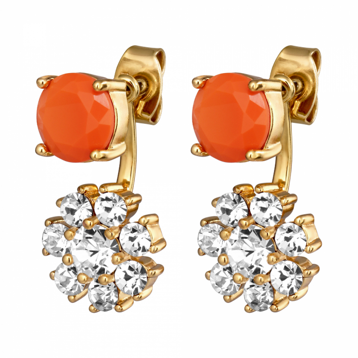 FLOSS SG CORAL / CRYSTAL Earrings Gold in the group Earrings / Gold Earrings at SCANDINAVIAN JEWELRY DESIGN (460084)