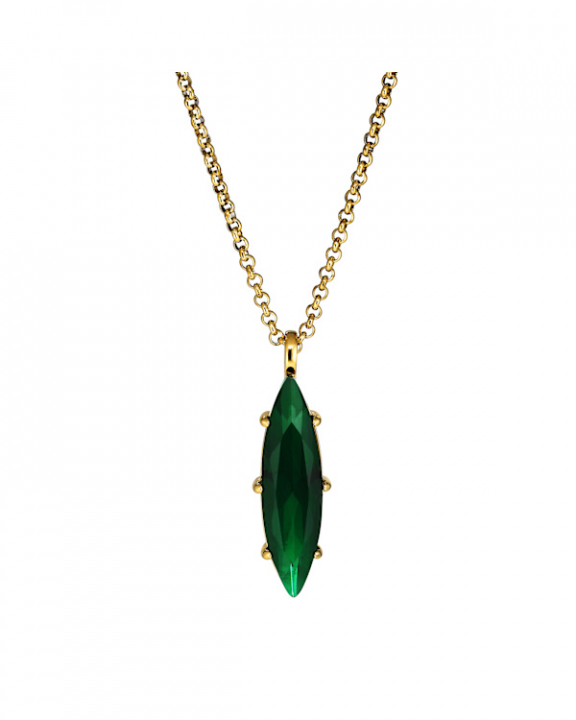 TAKESHI SG EMERALD GREEN NECKLACE GOLD in the group Necklaces / Gold Necklaces at SCANDINAVIAN JEWELRY DESIGN (470042)