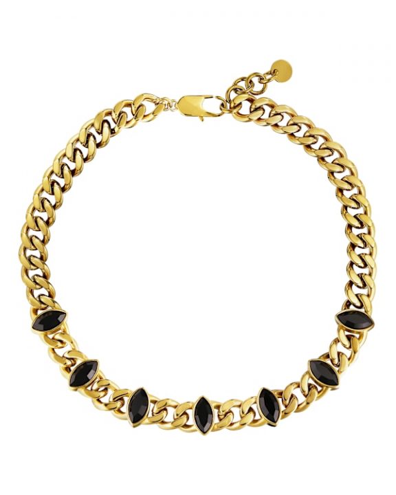 PUNICA SG BLACK NECKLACE GOLD in the group Necklaces / Gold Necklaces at SCANDINAVIAN JEWELRY DESIGN (470056)