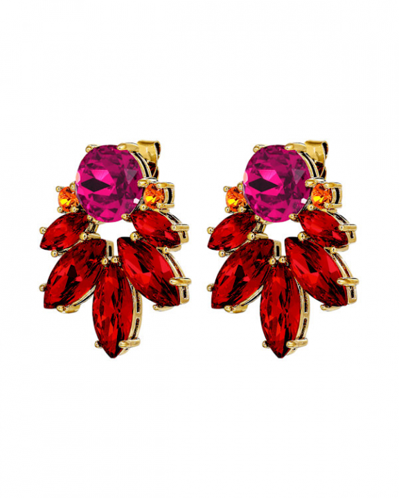 DRAGO SG RED / PINK EARRINGS GOLD in the group Earrings / Gold Earrings at SCANDINAVIAN JEWELRY DESIGN (470064)