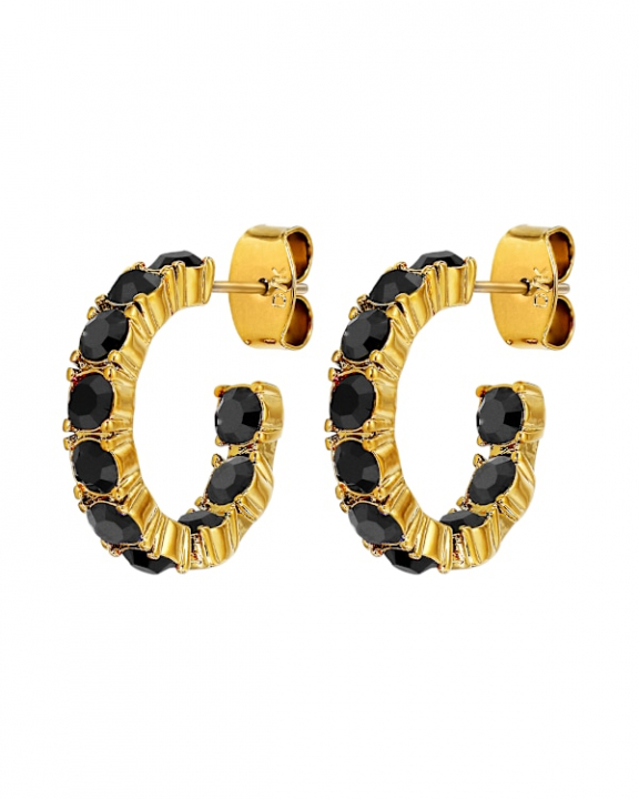 RAQUEL SG BLACK EARRINGS GOLD in the group Earrings / Gold Earrings at SCANDINAVIAN JEWELRY DESIGN (470113)