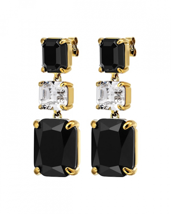 ESMARA SG BLACK / CRYSTAL EARRINGS GOLD in the group Earrings / Gold Earrings at SCANDINAVIAN JEWELRY DESIGN (470149)