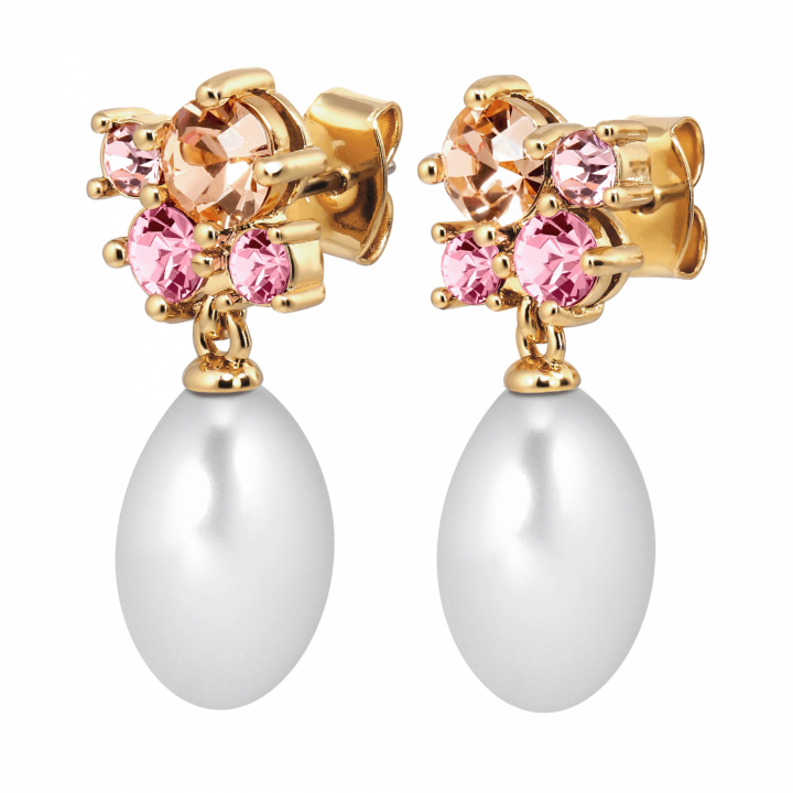 PETUN SG ROSE / WHITE PEARL Earrings Gold in the group Earrings / Pearl Earrings at SCANDINAVIAN JEWELRY DESIGN (480056)