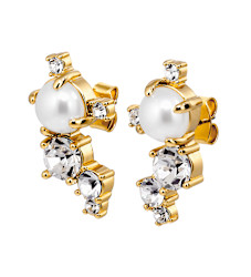 CURRA SG CRYSTAL/WHITE PEARL Earrings Gold in the group Earrings / Pearl Earrings at SCANDINAVIAN JEWELRY DESIGN (480085)
