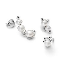 Shibuya Stud Earrings Set Silver in the group Earrings / Pearl Earrings at SCANDINAVIAN JEWELRY DESIGN (800020AG)