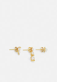Shibuya Stud Earrings Set Goldplated Silver in the group Earrings / Pearl Earrings at SCANDINAVIAN JEWELRY DESIGN (800020YG)