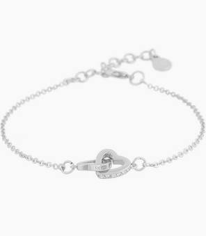 CONNECTED CHAIN Bracelet HEART SILVER CLEAR in the group Bracelets / Silver Bracelets at SCANDINAVIAN JEWELRY DESIGN (810-3201-012-ONE)
