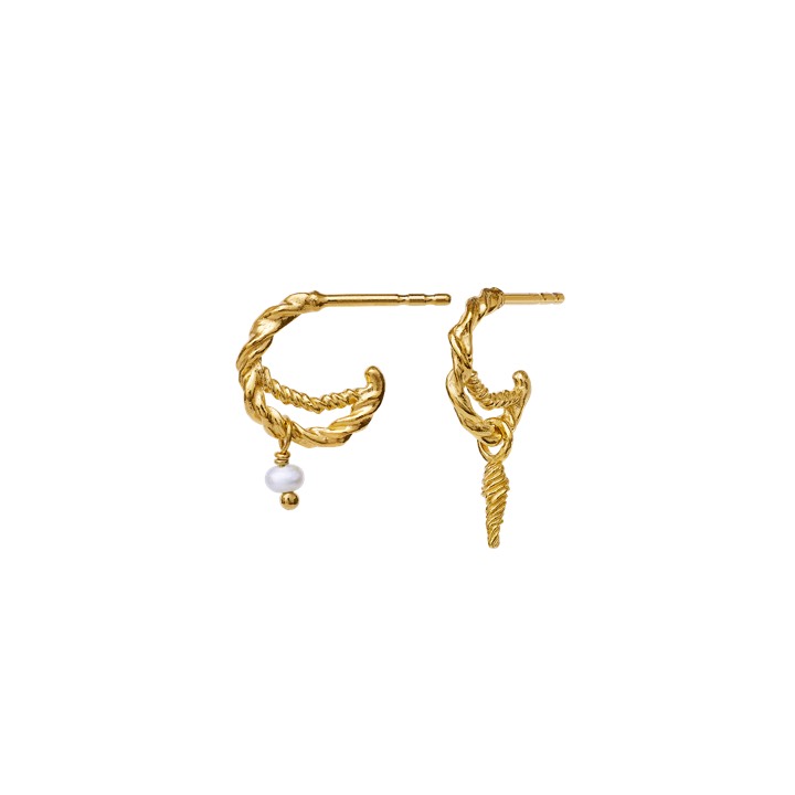 Duo Earring Gold in the group Earrings / Pearl Earrings at SCANDINAVIAN JEWELRY DESIGN (9740a)
