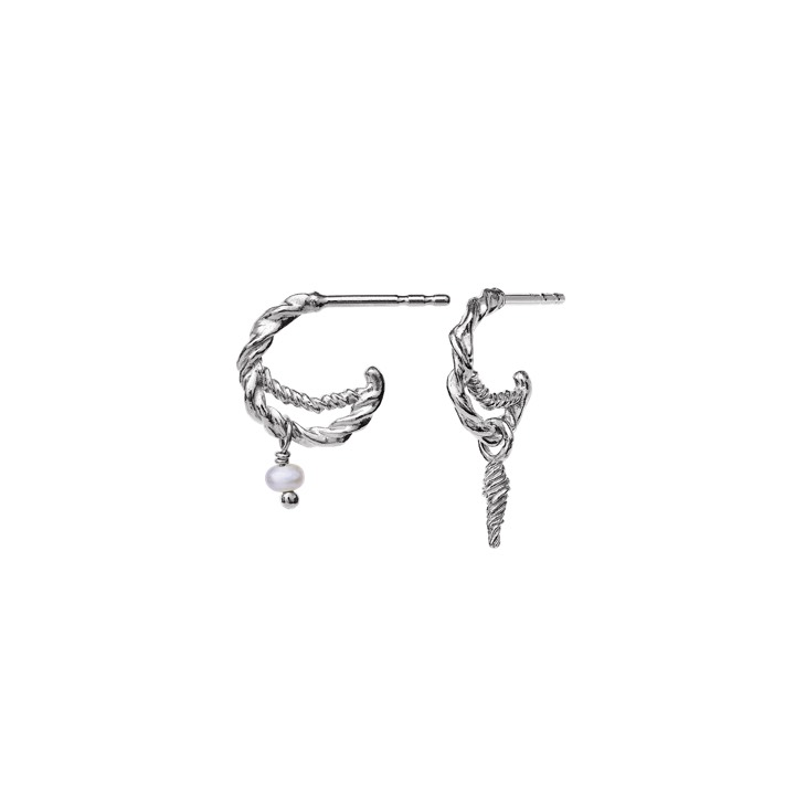 Duo Earring Silver in the group Earrings / Pearl Earrings at SCANDINAVIAN JEWELRY DESIGN (9740c)