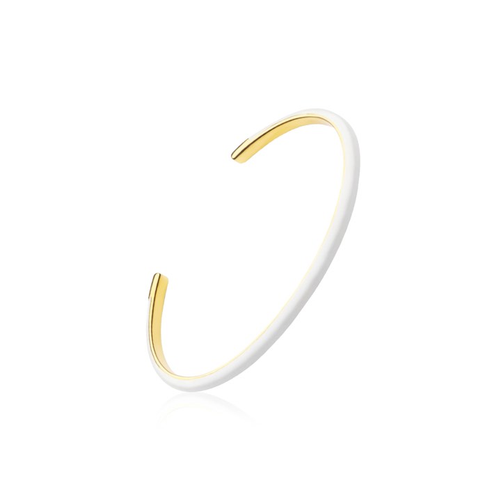 Enamel cuff white (gold) in the group Bracelets / Bangles at SCANDINAVIAN JEWELRY DESIGN (B2205GPEW-OS)