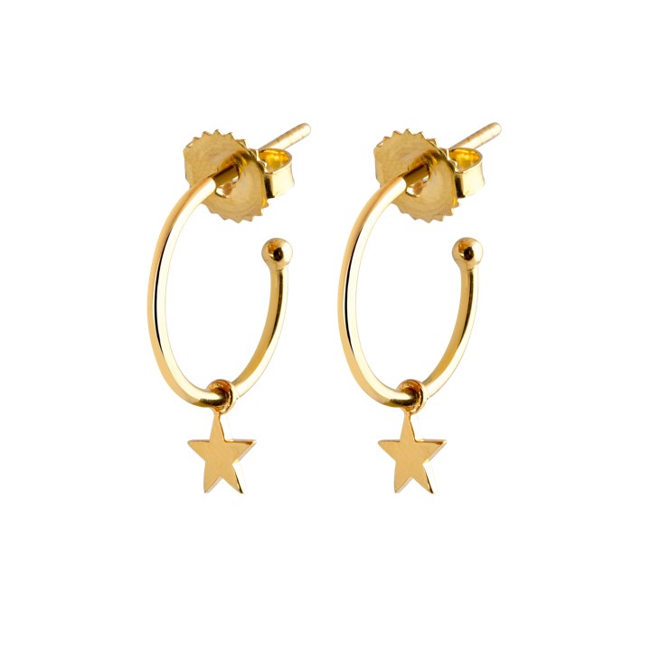 Mini Hoops Earring Star (Gold) in the group Earrings / Gold Earrings at SCANDINAVIAN JEWELRY DESIGN (E1643GPS0-OS)