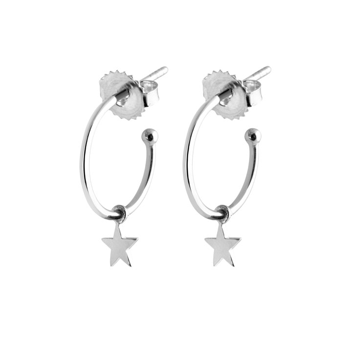 Mini Hoops Earring Star (silver) in the group Earrings / Silver Earrings at SCANDINAVIAN JEWELRY DESIGN (E1643RHS0-OS)