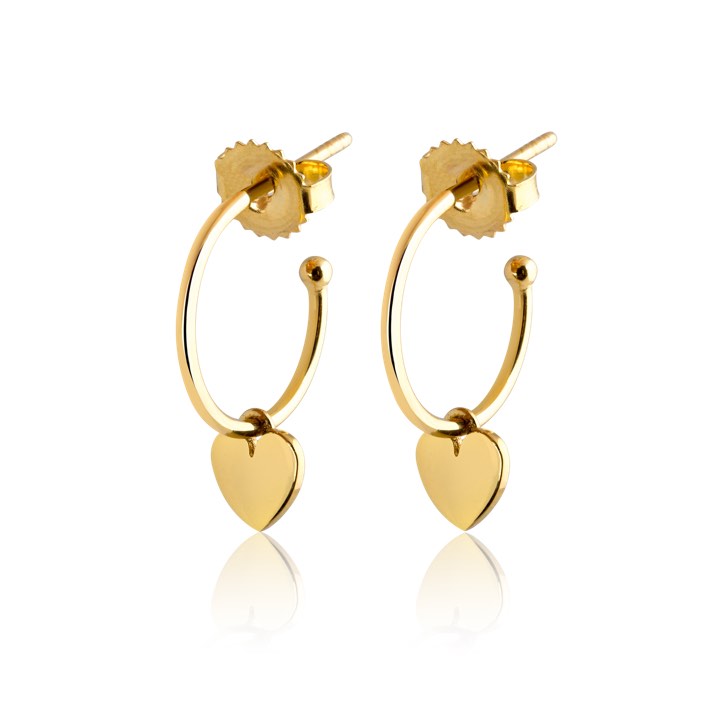 Mini Hoops Earring Heart (Gold) in the group Earrings / Gold Earrings at SCANDINAVIAN JEWELRY DESIGN (E1644GPS0-OS)