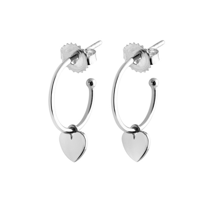 Mini Hoops Earring Heart (silver) in the group Earrings / Silver Earrings at SCANDINAVIAN JEWELRY DESIGN (E1644RHS0-OS)