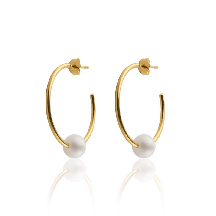 Pearl Hoops Earring (Gold) in the group Earrings / Pearl Earrings at SCANDINAVIAN JEWELRY DESIGN (E1724GPPE-OS)