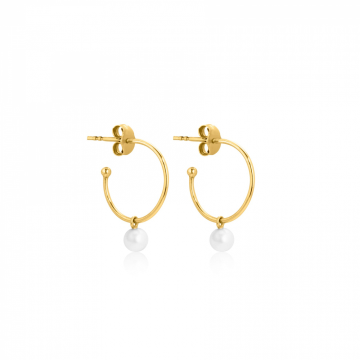 Pearl Mini Hoops Earring (Gold) in the group Earrings / Pearl Earrings at SCANDINAVIAN JEWELRY DESIGN (E2105GPS0-OS)
