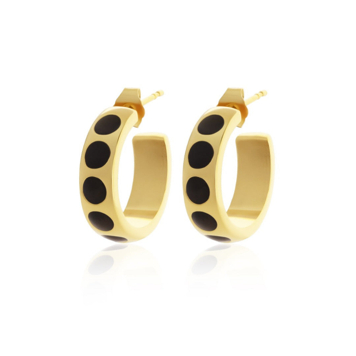 Dottie hoops black gold in the group Earrings / Gold Earrings at SCANDINAVIAN JEWELRY DESIGN (E2121GEBL-OS)