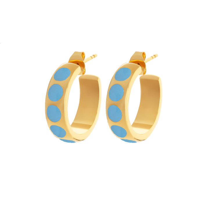 Dottie hoops blue gold in the group Earrings / Gold Earrings at SCANDINAVIAN JEWELRY DESIGN (E2121GPEB-OS)