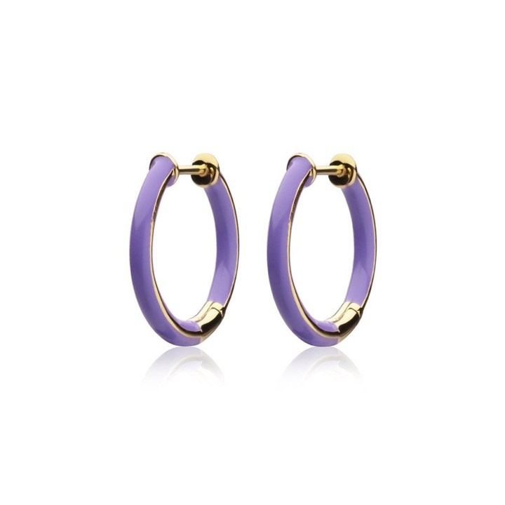 Enamel thin hoops purple (gold) in the group Earrings / Gold Earrings at SCANDINAVIAN JEWELRY DESIGN (E2150GEPU-OS)