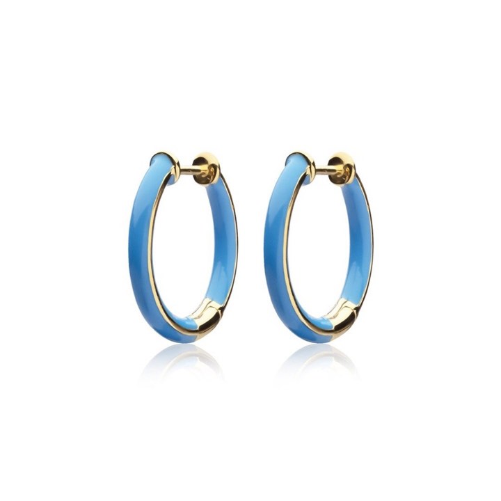 Enamel thin hoops blue (gold) in the group Earrings / Gold Earrings at SCANDINAVIAN JEWELRY DESIGN (E2150GPEB-OS)