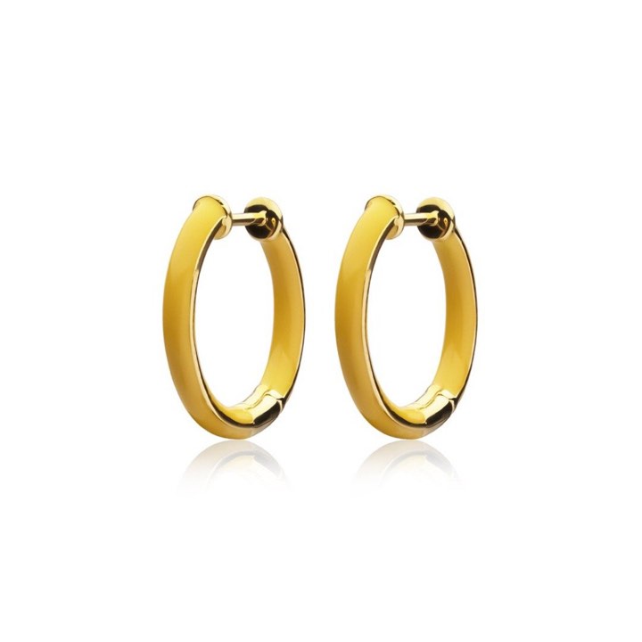 Enamel thin hoops yellow (gold) in the group Earrings / Gold Earrings at SCANDINAVIAN JEWELRY DESIGN (E2150GPEY-OS)