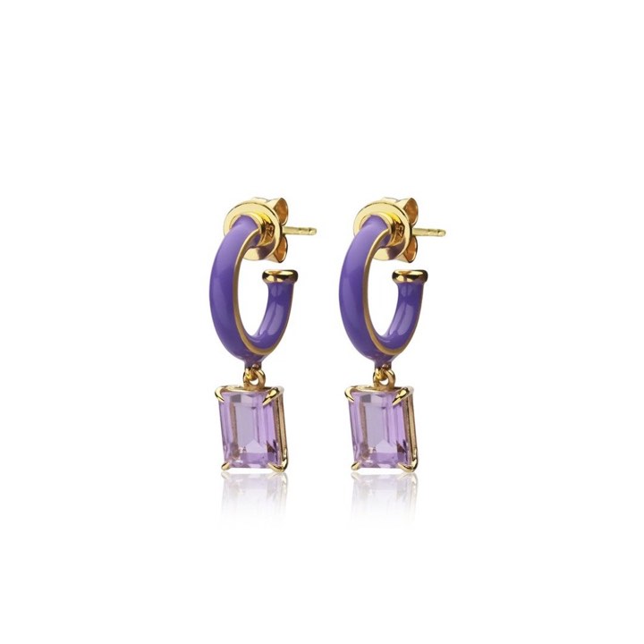 Iris enamel hoops purple (gold) in the group Earrings / Gold Earrings at SCANDINAVIAN JEWELRY DESIGN (E2151GEAB-OS)