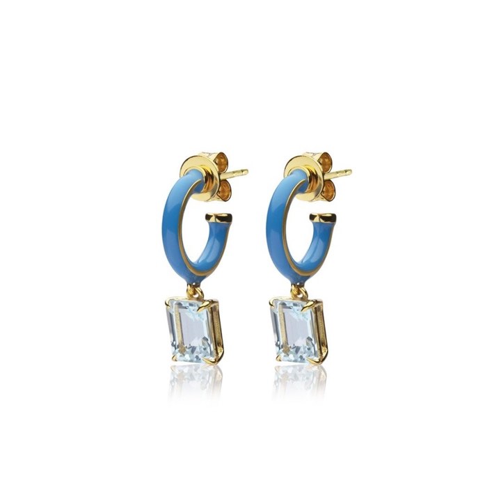 Iris enamel hoops blue (gold) in the group Earrings / Gold Earrings at SCANDINAVIAN JEWELRY DESIGN (E2151GEBT-OS)