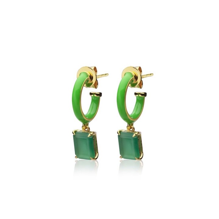 Iris enamel hoops green (gold) in the group Earrings / Gold Earrings at SCANDINAVIAN JEWELRY DESIGN (E2151GEGO-OS)