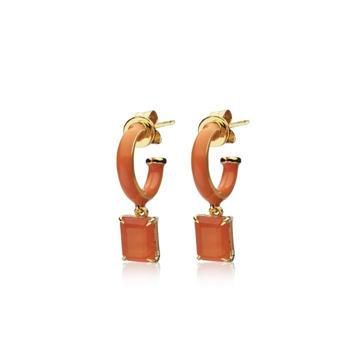 Iris enamel hoops orange (gold) in the group Earrings / Gold Earrings at SCANDINAVIAN JEWELRY DESIGN (E2151GEOC-OS)