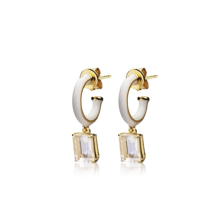 Iris enamel hoops white (gold) in the group Earrings / Gold Earrings at SCANDINAVIAN JEWELRY DESIGN (E2151GERC-OS)