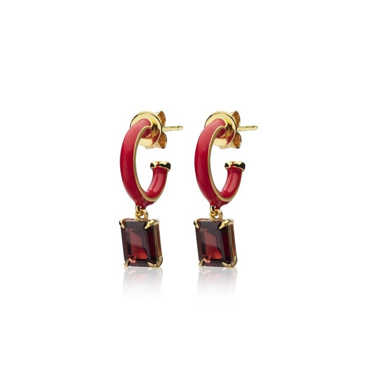 Iris enamel hoops red (gold) in the group Earrings / Gold Earrings at SCANDINAVIAN JEWELRY DESIGN (E2151GERG-OS)