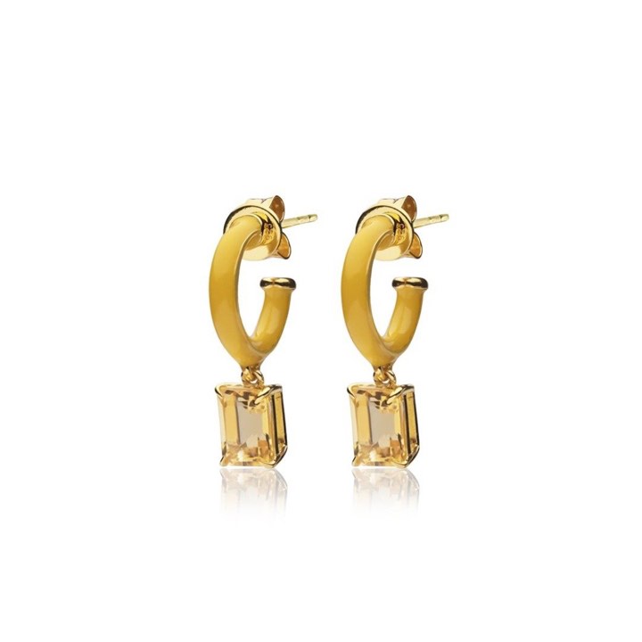 Iris enamel hoops yellow (gold) in the group Earrings / Gold Earrings at SCANDINAVIAN JEWELRY DESIGN (E2151GEYT-OS)