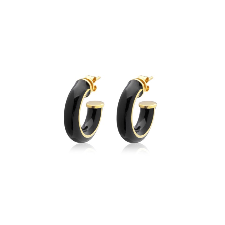 Enamel chunky hoops (gold) in the group Earrings / Gold Earrings at SCANDINAVIAN JEWELRY DESIGN (E2223GEBL-OS)