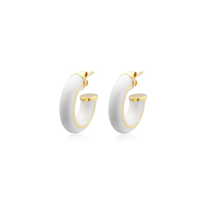 Enamel chunky hoops (gold) in the group Earrings / Gold Earrings at SCANDINAVIAN JEWELRY DESIGN (E2223GPEW-OS)