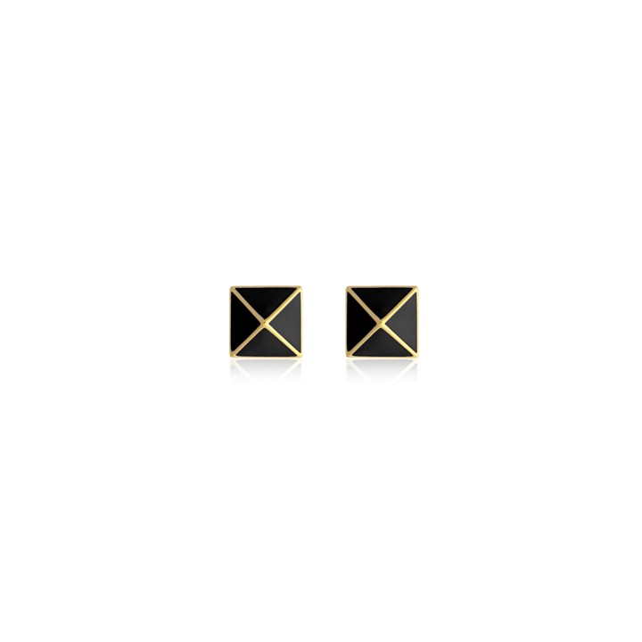 Enamel pyramid studs in the group Earrings / Gold Earrings at SCANDINAVIAN JEWELRY DESIGN (E2228GEBL-OS)