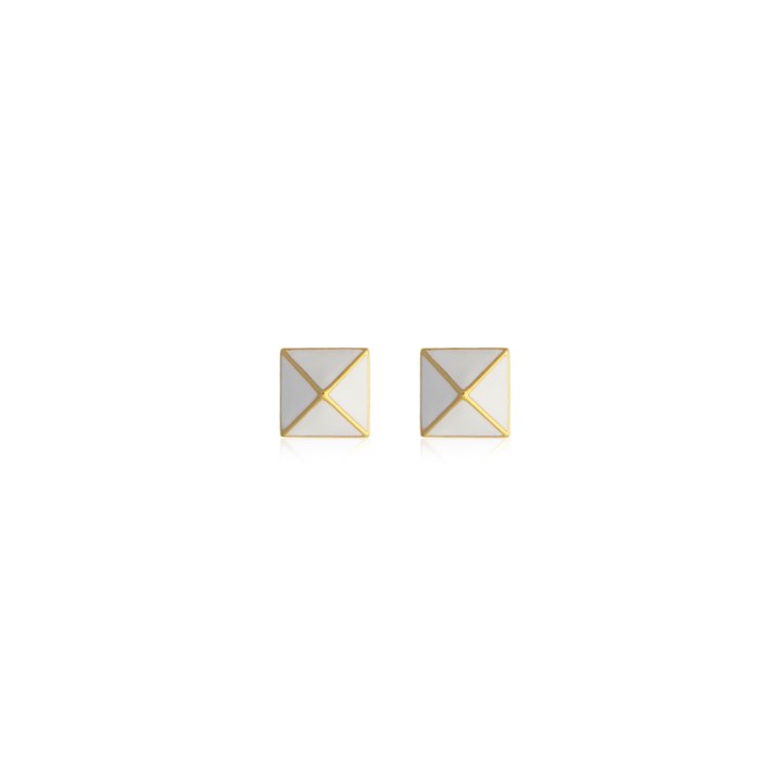 Enamel pyramid studs in the group Earrings / Gold Earrings at SCANDINAVIAN JEWELRY DESIGN (E2228GPEW-OS)