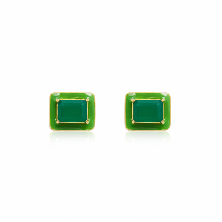 Iris Earrings green onyx in the group Earrings / Gold Earrings at SCANDINAVIAN JEWELRY DESIGN (E2251GEGO-OS)