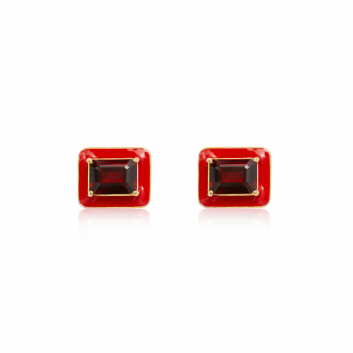 Iris Earrings red garnet in the group Earrings / Gold Earrings at SCANDINAVIAN JEWELRY DESIGN (E2251GERG-OS)