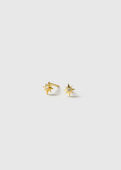 North Star Studs Earrings Gold in the group Earrings / Gold Earrings at SCANDINAVIAN JEWELRY DESIGN (EG1215)