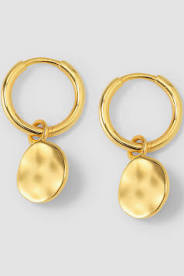 Minimalistica Hammered Earrings Gold in the group Earrings / Gold Earrings at SCANDINAVIAN JEWELRY DESIGN (EG1219)