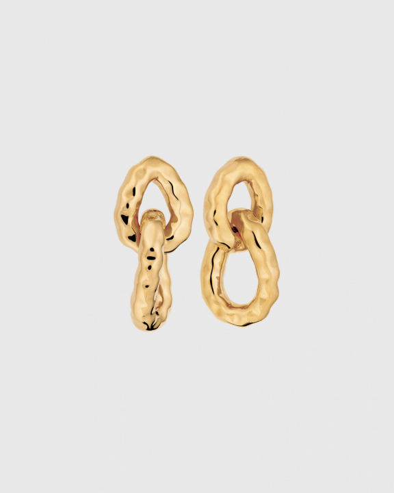 Bolded Hammered Links Earrings Gold in the group Earrings / Gold Earrings at SCANDINAVIAN JEWELRY DESIGN (EG1268)