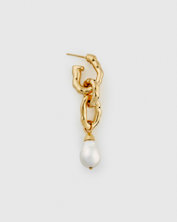 Mary Long Single Earring Gold in the group Earrings / Pearl Earrings at SCANDINAVIAN JEWELRY DESIGN (EG1273)