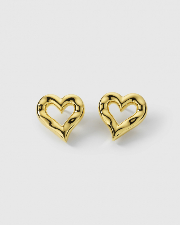 Puff Heart Earrings Gold in the group Earrings / Gold Earrings at SCANDINAVIAN JEWELRY DESIGN (EG1299)