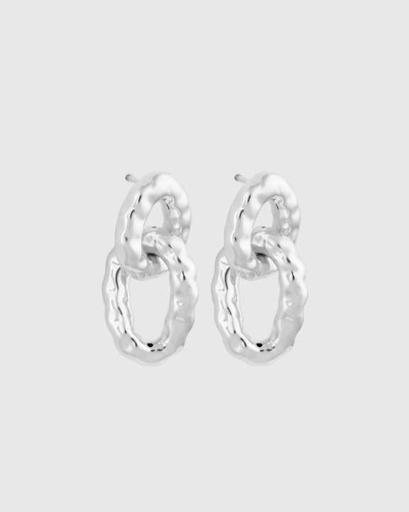 Bolded Hammered Links Earrings Silver in the group Earrings / Silver Earrings at SCANDINAVIAN JEWELRY DESIGN (ES1268)