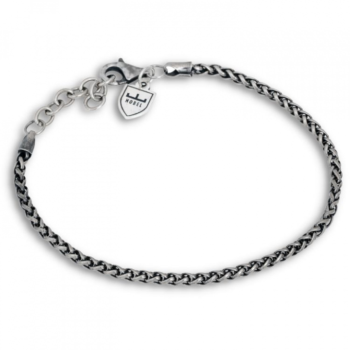 SilverBracelet Oxiderat flätat 19,5+3cm in the group Men's jewelry at SCANDINAVIAN JEWELRY DESIGN (NB19034)