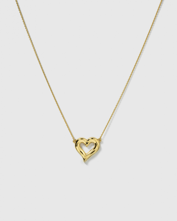 Puff Heart Necklace Gold in the group Necklaces / Gold Necklaces at SCANDINAVIAN JEWELRY DESIGN (NG1408)