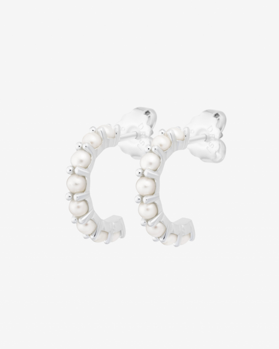 Petite Star pearl hoops in the group Earrings / Silver Earrings at SCANDINAVIAN JEWELRY DESIGN (PSR-E3M000-S)